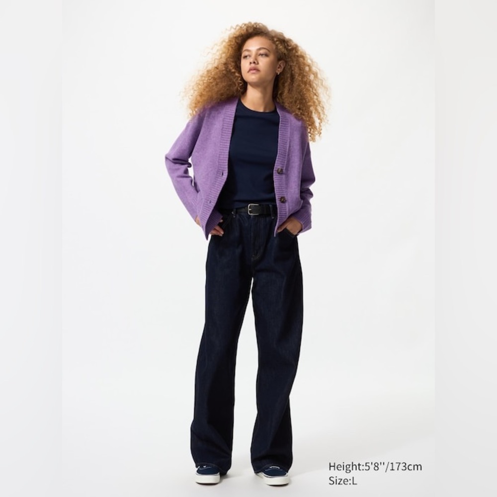 Uniqlo Lavender V-Neck Button Pocket Cardigan - Women